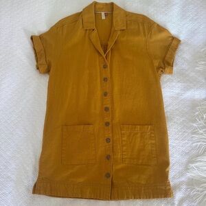 Anthropologie Golden Button-Front Mini Dress